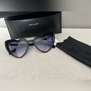NWT Saint Laurent Acetate Black Heart Frame LouLou Sunglasses